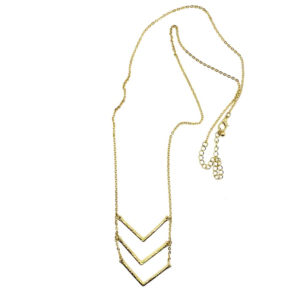 Triple Chevron Gold Necklace Jewelry EUC